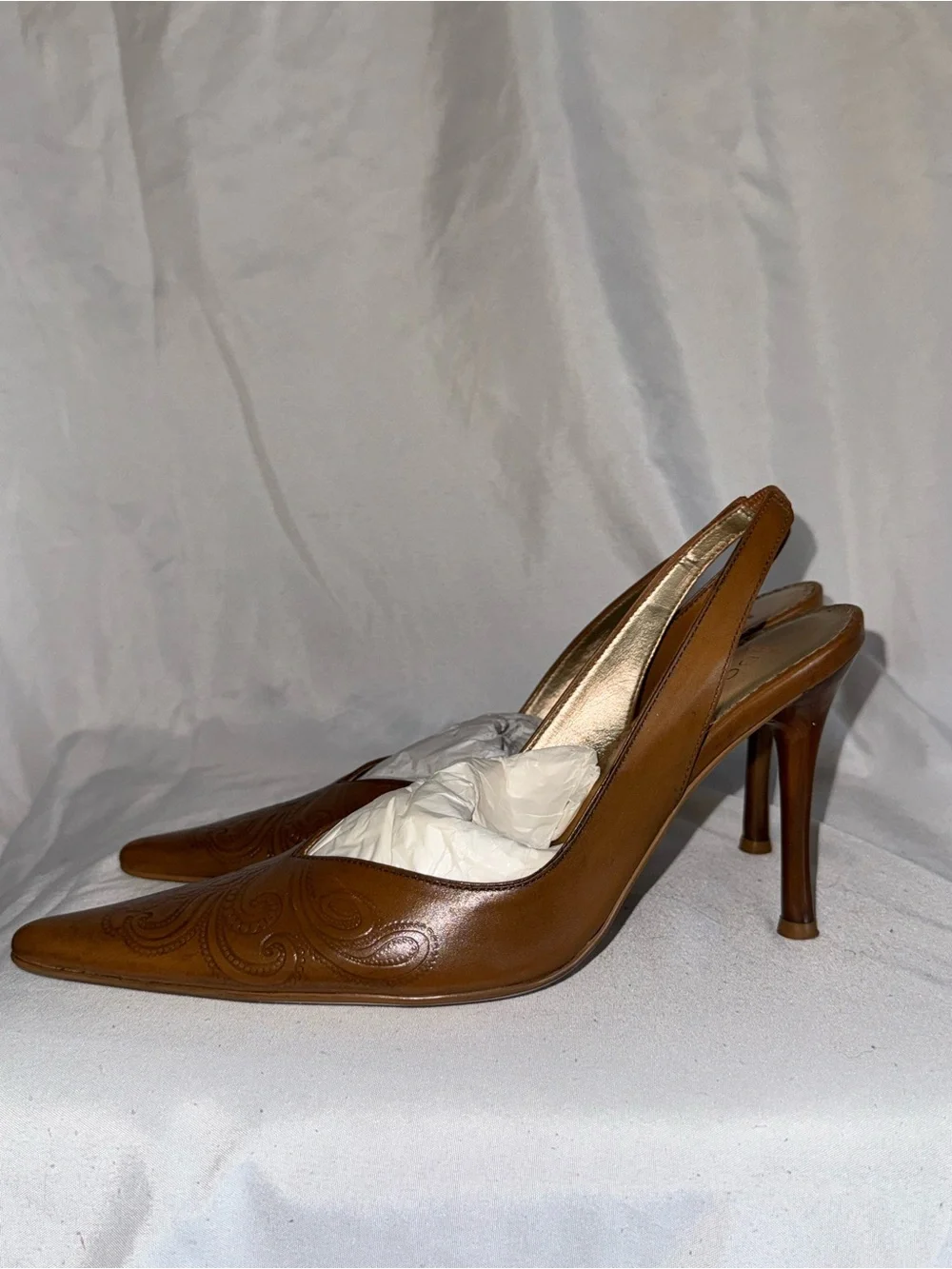 BCBGirls Vintage Brown Pointed Toe Slingback Heels